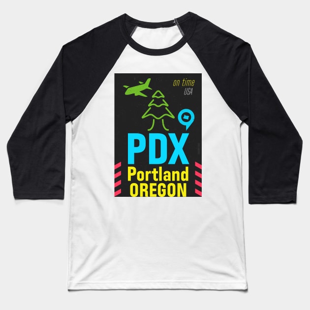 PDX airport code design Baseball T-Shirt by Woohoo